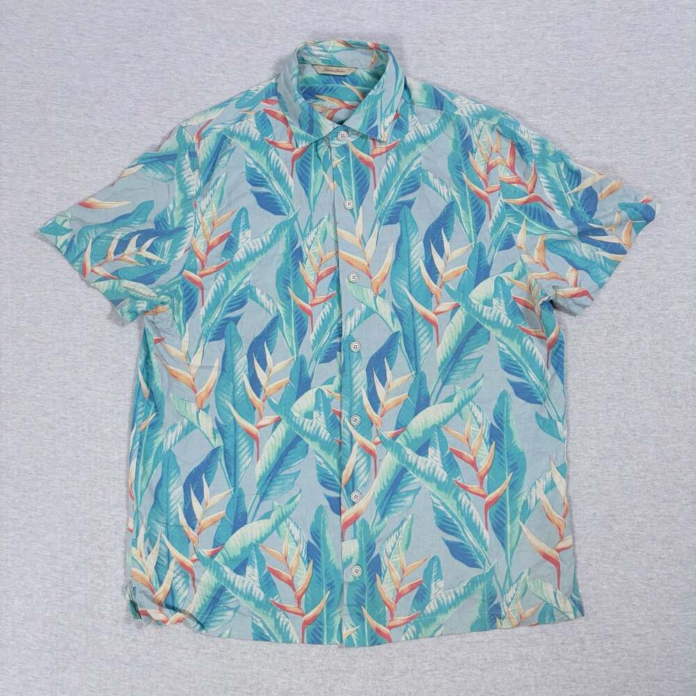 Paradise Collection Vintage 100% Silk Tropical Hawaiian Button-Up Shirt